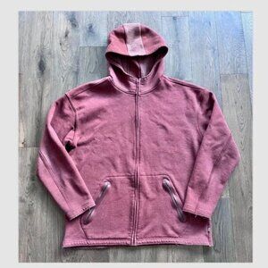 REI Men’s Full Zip Fleece Hoodie Jacket Size L Rust Organic Cotton Outdoor